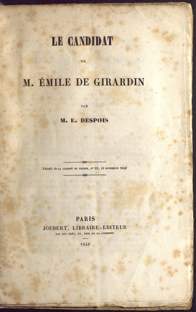 Le candidat de M. Émile de Girardin