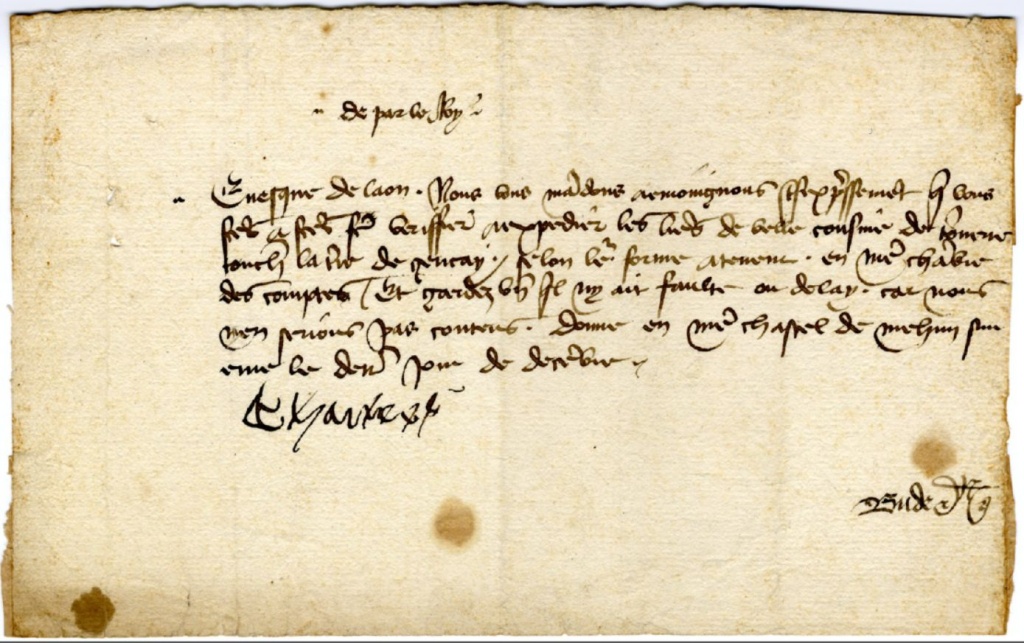 Lettre autographe du roi de France, Charles VII
