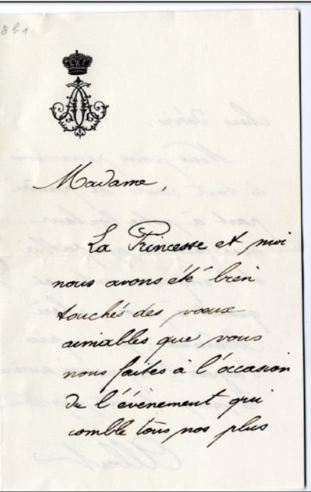 Lettre autographe du roi des Belges, Albert Ier à madame Mary Warocqué Orville