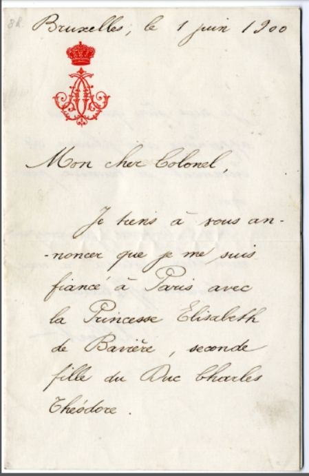 Lettre autographe du roi des Belges, Albert Ier au Baron de W. Heusch