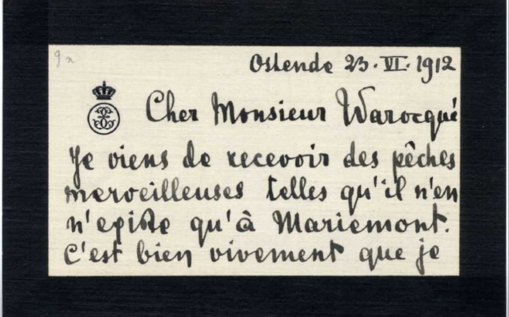 Lettre autographe de la reine des Belges, Elisabeth à monsieur Raoul Warocqué
