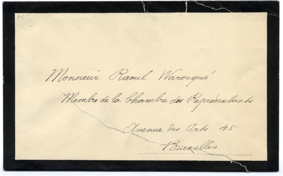 Lettre autographe d'Albert Ier, Roi des Belges à monsieur Raoul Warocqué