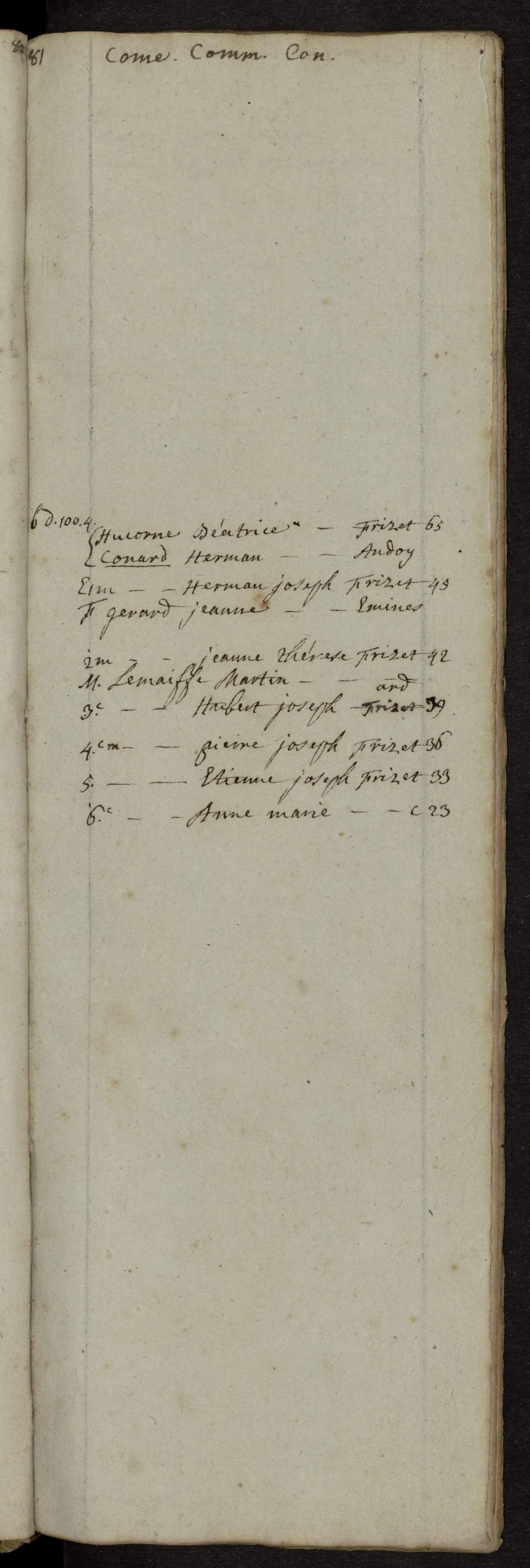 Liste des habitants de la paroisse S. Michel à Namur, 1794-1795