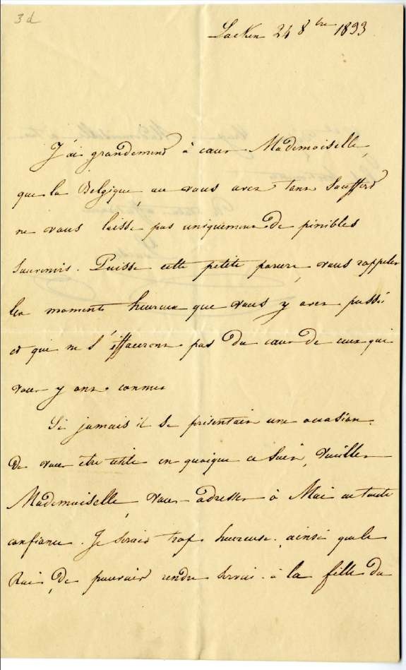 Lettre autographe de Louise-Marie d'Orléans, reine des Belges à mademoiselle Desprez
