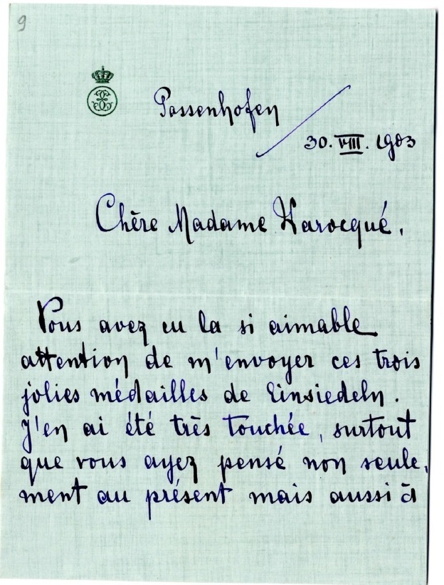 Lettre autographe de la Reine des Belges, Élisabeth à madame Mary Warocqué