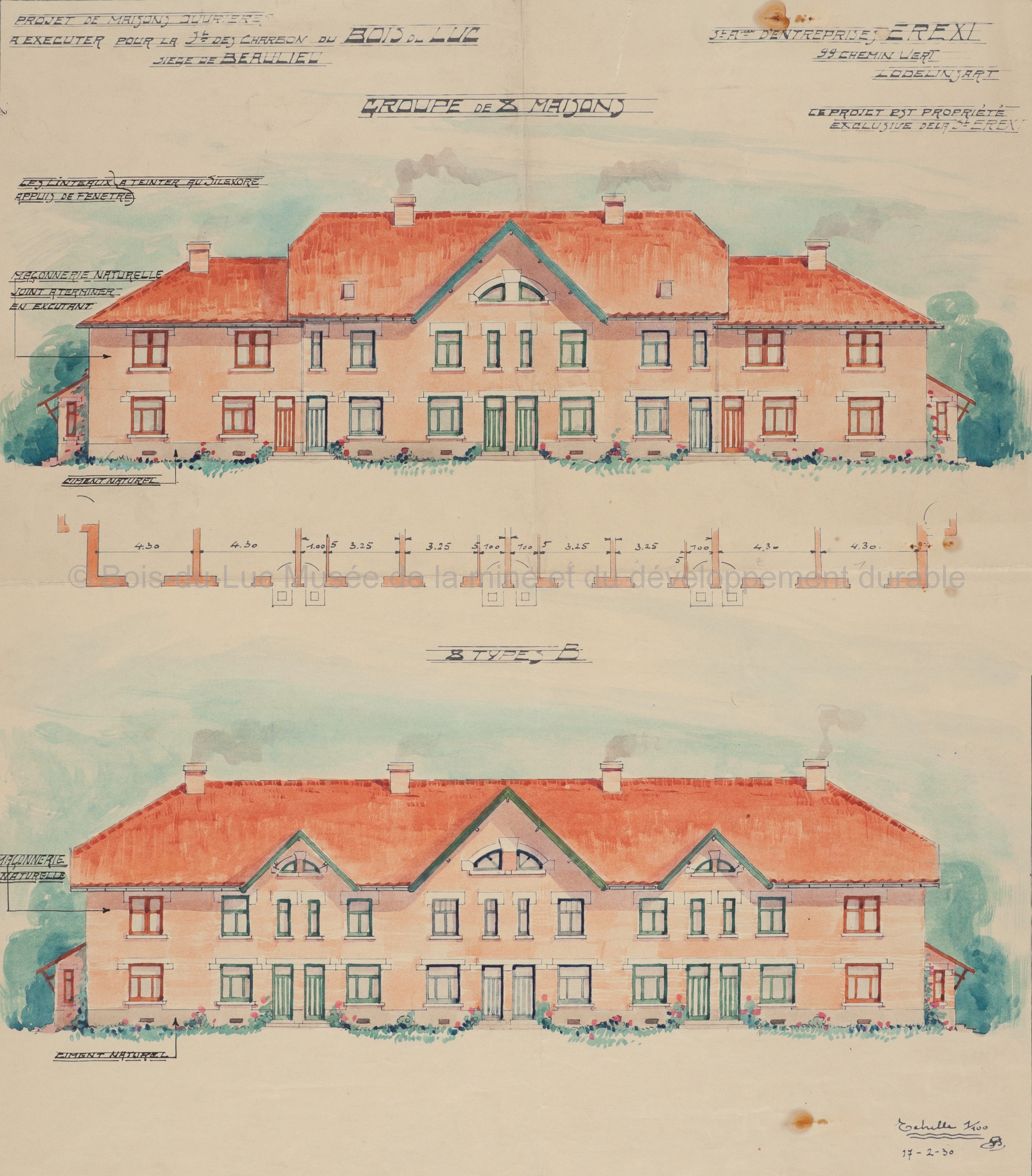 Maisons ouvrières. Groupe de 8 maisons