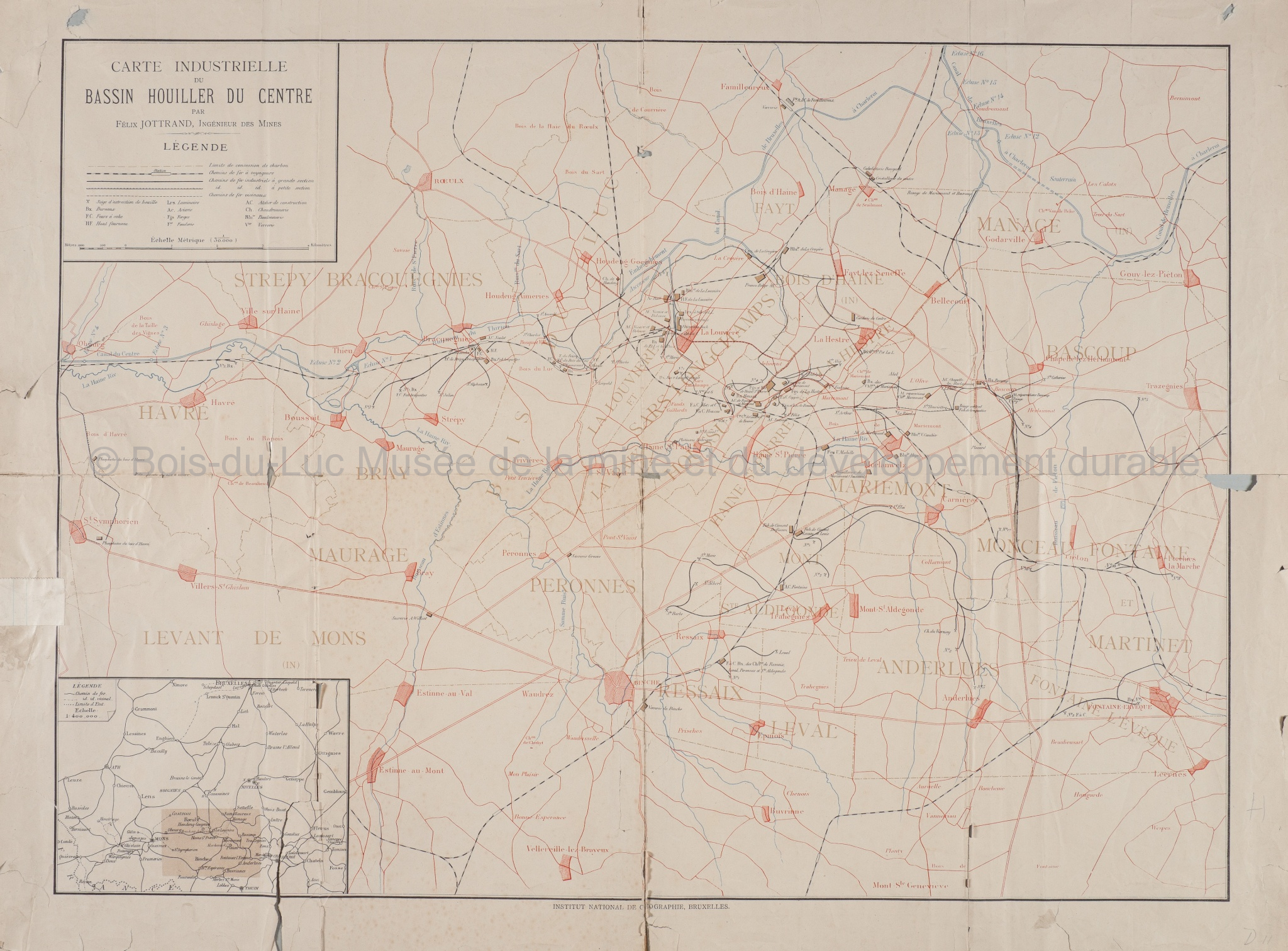 Carte industrielle du bassin houiller du Centre