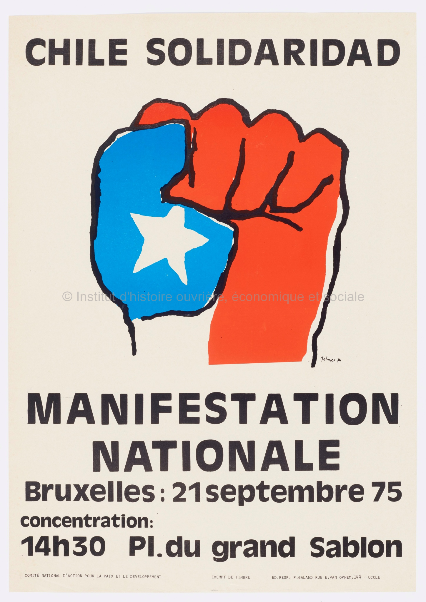 Chile solidaridad. Manifestation nationale Bruxelles : 21 septembre 75