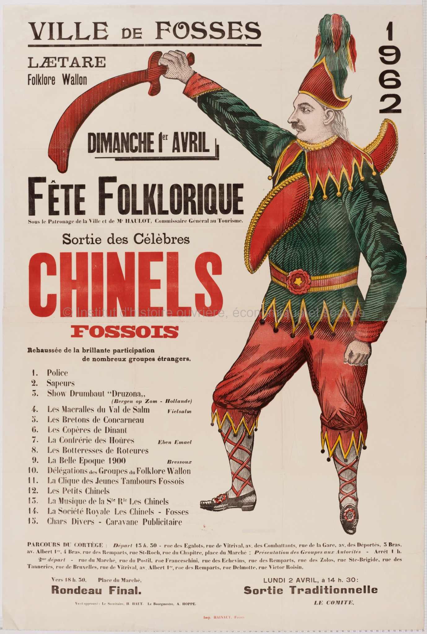 Ville de Fosses Fête folklorique Sortie des célèbres Chinels fossois