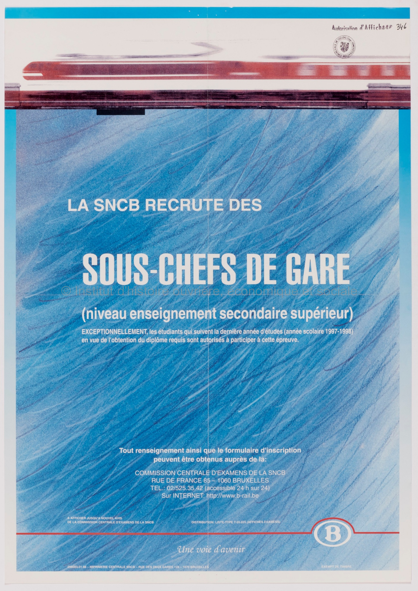 La SNCB recrute des sous-chefs de gare (niveau enseignement secondaire supérieur)