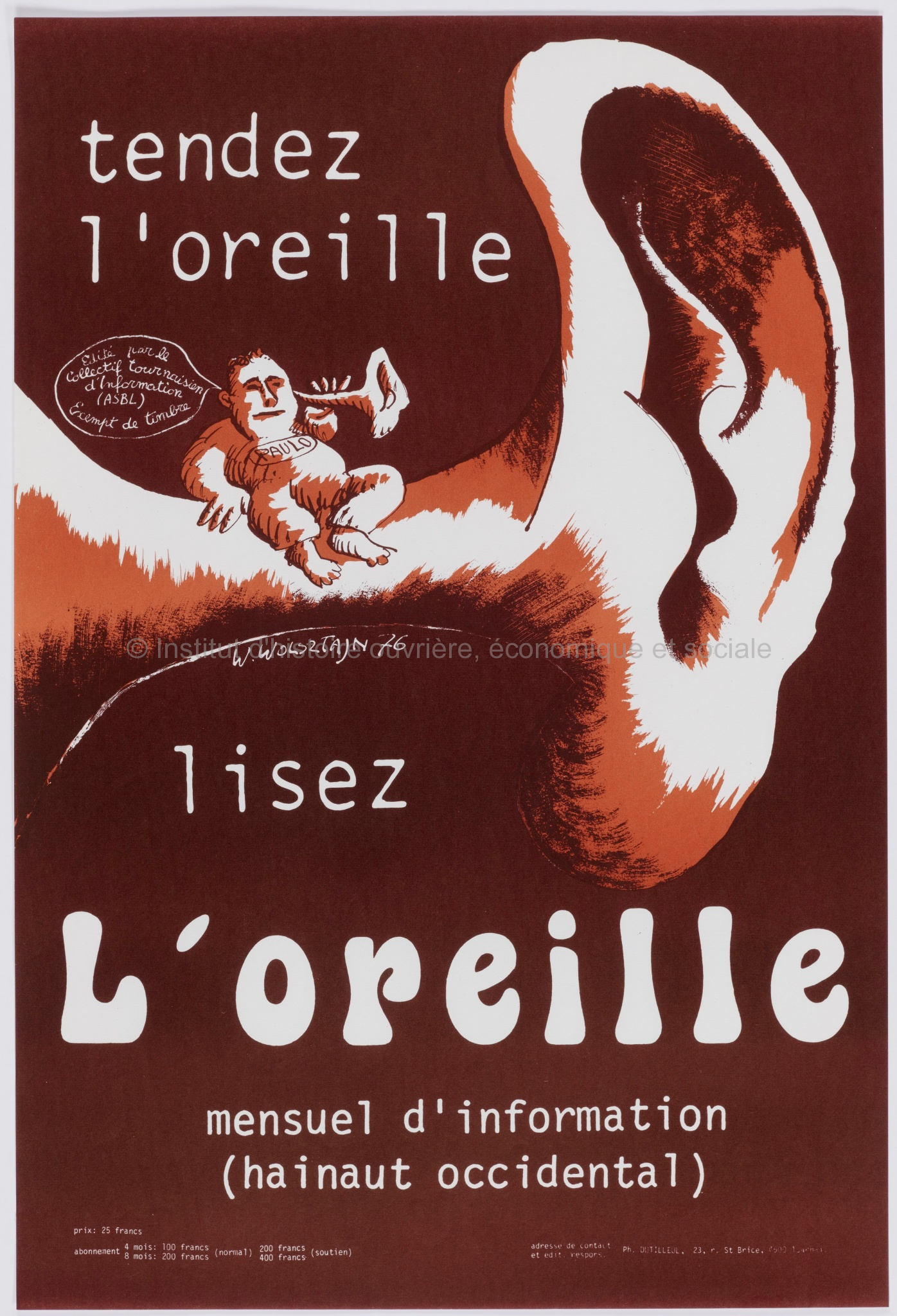 Tendez l’oreille : lisez L'Oreille, mensuel d'information (Hainaut occidental)