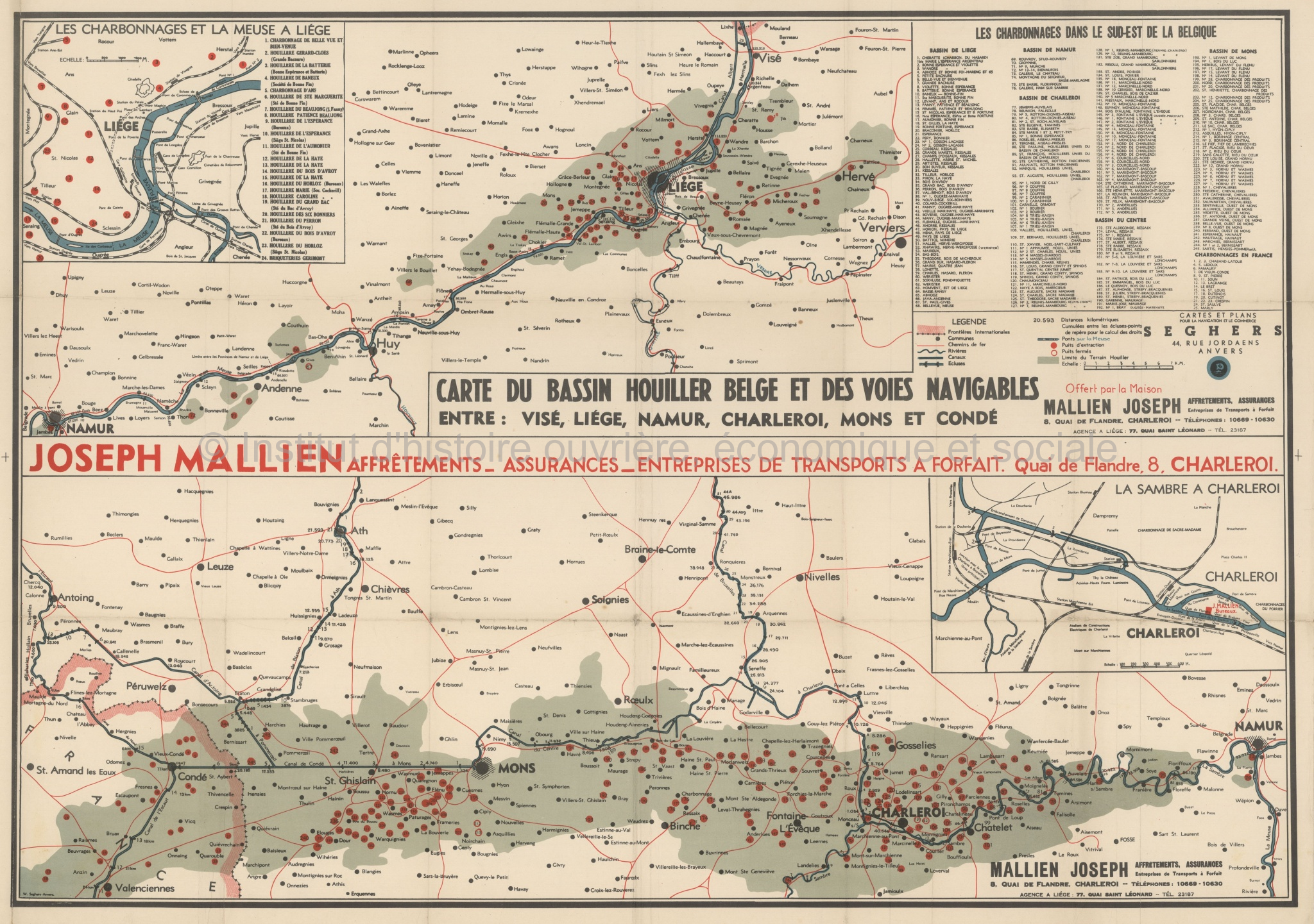 Carte du bassin houiller belge