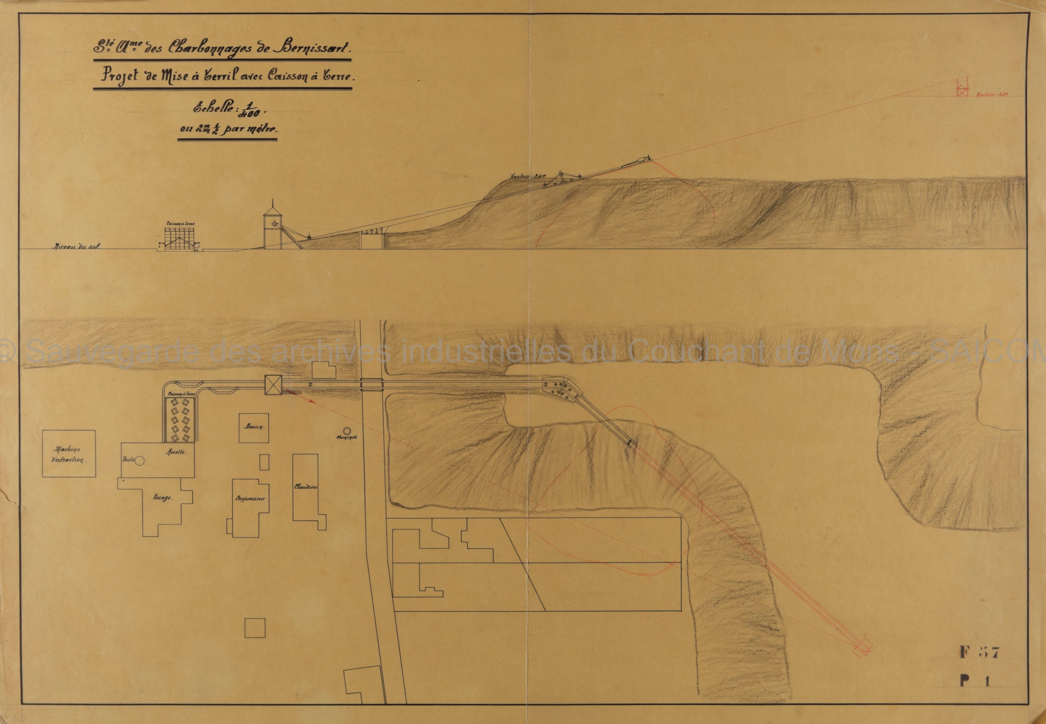 Projet de mise à terril avec caisson à terre