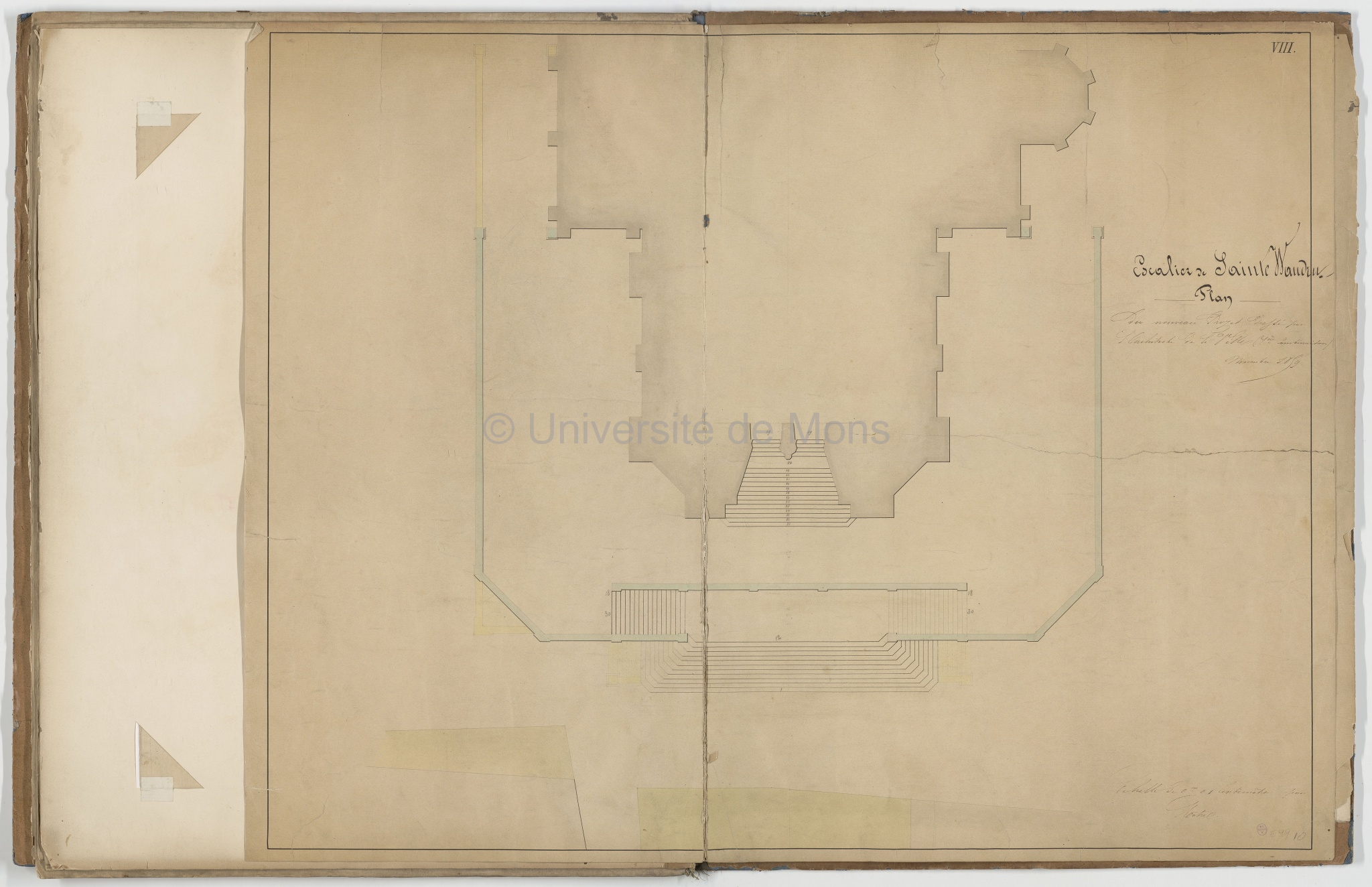 VIII. Escalier de Sainte-Waudru. Plan du nouveau projet dressé par l'architecte de la ville