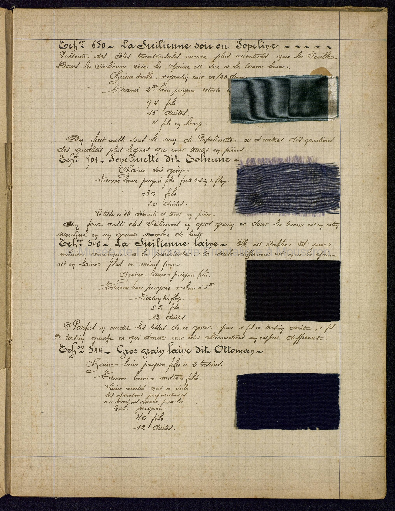 Cours de théorie de tissage. Cahier 4